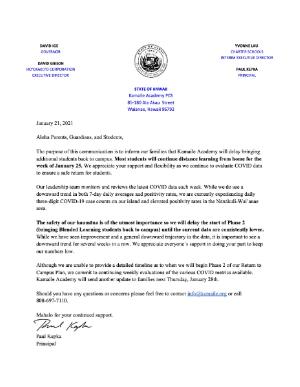 Latest Return-To-Campus Update 1/21/21